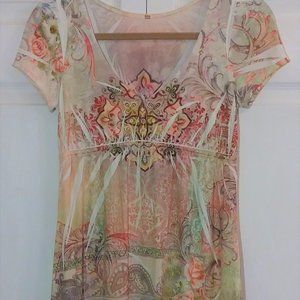 Sun Dress - Fun Dress Tee-Cup Sleeve w/soft V neck